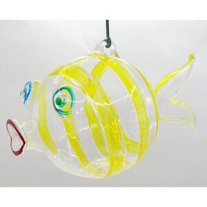 Hand-Blown Glass Puffer Fish Ornament Made in Italy Holiday Christmas Tree